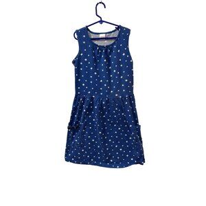 Hanna Andersson Girls Blue Sleeveless Star Print Dress With Pockets Size 14